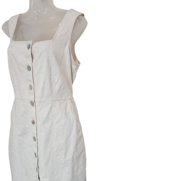 & Other Stories Square Neck Button Down Mini Dress Sleeveless Cream Size 10 - Picture 6 of 10